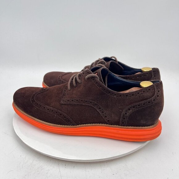 Cole Haan Lunargrand Men Size 11.5M Brown Suede Red Sole Derby Casual Shoes - Picture 7 of 13